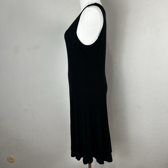 Toad & Co Dress Daisy Rib Sleeveless Tank Black Swing Lyocell Knee Size Medium - Picture 5 of 12